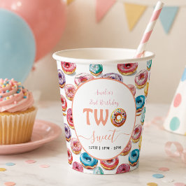 2歳の誕生日お祝いにぴったりな「Two Sweet Donuts」デザイン 紙コップ