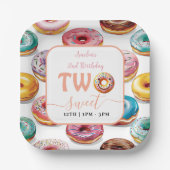 2歳の誕生日お祝いにぴったりな「Two Sweet Donuts」 ペーパープレート (正面)