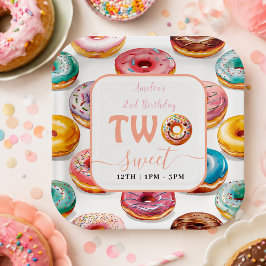 2歳の誕生日お祝いにぴったりな「Two Sweet Donuts」 ペーパープレート