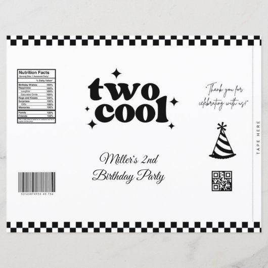 2歳の誕生日お祝いに チップス スナック袋 パーティーファバー Two Cool (正面)