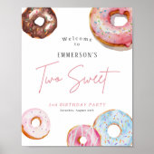 2歳の誕生日お祝いサイン Two Sweet Donut ポスター (正面)