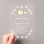 2歳の誕生日お茶会の女の子 アクリル招待状 (インサイチュ (ポータブル))
