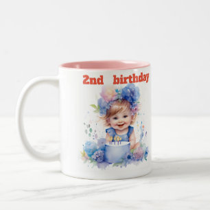 2歳の誕生日で愛らしいマグカップ ツートーンマグカップ