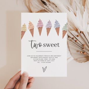 2歳の誕生日におすすめのスイートなアイスクリームの招待状 招待状