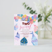 2歳の誕生日におすすめのスイートなマーメイド風船ケーキ ポストカード (スタンド正面)
