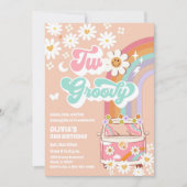 2歳の誕生日におすすめのレトロなバースデー招待状「Two Groovy」 招待状 (正面)