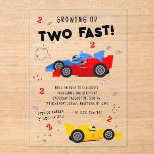 2歳の誕生日におすすめのレースカーたち アクリル招待状
