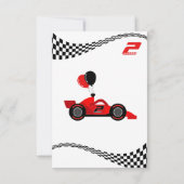 2歳の誕生日におすすめの可愛い赤いレーシングカーデザイン サンキューカード (裏面)