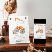 2歳の誕生日におすすめ！オレンジのモンスター トラックのパーティー招待状 招待状