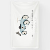 2歳の誕生日にレースカーに乗る 横断幕 (縦)