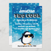 2歳の誕生日に二人のクールペンギン少年 招待状 (正面/裏面)