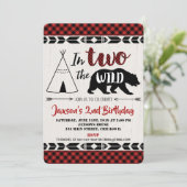 2歳の誕生日に招待された男の子、ワイルド·ツー·ベア 招待状 (スタンド正面)