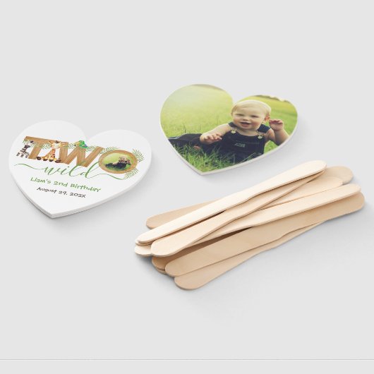 2歳の誕生日に野生のサファリの動物のジャングルの写真 ハンドファン (組立なし)