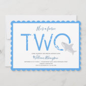 2歳の誕生日に2匹の青いホホジロザメの猛獣 招待状 (正面)