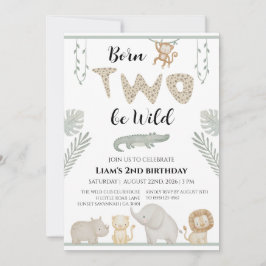 2歳の誕生日にBorn Two Be Wild Jungle Safari 招待状