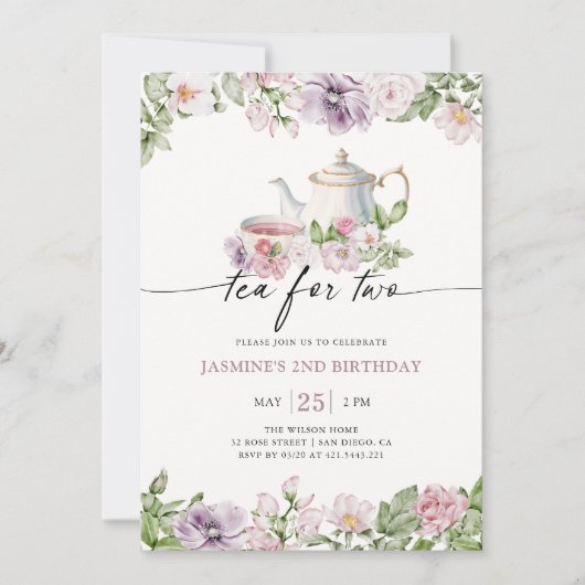 2歳の誕生日のお茶フローラ 招待状 (正面)