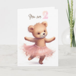 2歳の誕生日のバレリーナクマ カード