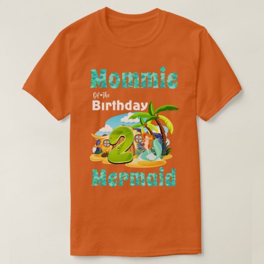 2歳の誕生日の人魚の母 Tシャツ (デザイン正面)