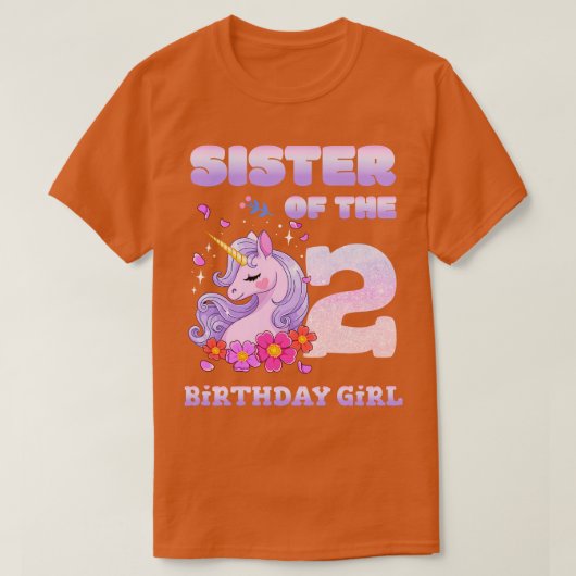 2歳の誕生日の少女のかわいいユニコーンの妹 Tシャツ (デザイン正面)