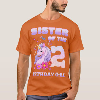 2歳の誕生日の少女のかわいいユニコーンの妹 Tシャツ