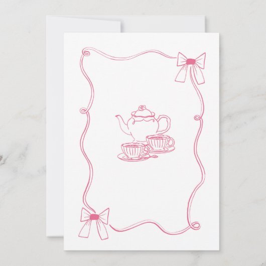 2歳の誕生日の手描き茶 招待状 (裏面)