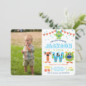 2歳の誕生日の男の子の小さなモンスターの誕生日の写真 招待状 (スタンド正面)