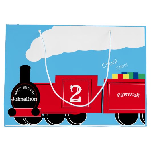 2歳の誕生日の男の子パーソナライズされた列 ラージペーパーバッグ