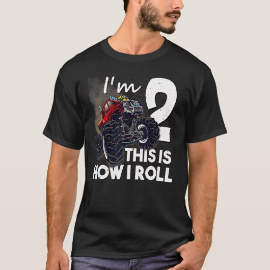 2歳の誕生日の男の子モンスタートラック Tシャツ (正面)