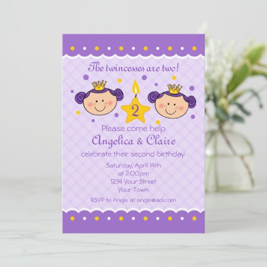 2歳の誕生日の2人パーティの招待状 招待状 (スタンド正面)