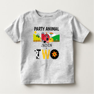 2歳の誕生日の2歳の農場パーティー動物 トドラーTシャツ