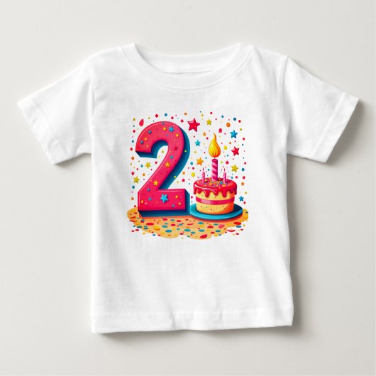 2歳の誕生日のTシャツデザイン ベビーTシャツ (正面)