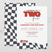 2歳の誕生日をお祝いするレーシングカーデザインの招待状 招待状 (正面/裏面)