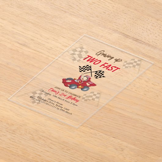 2歳の誕生日を早く迎える アクリル招待状 (レイダウン)