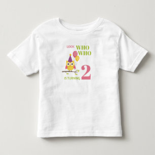 2歳の誕生日を迎えるかわいいフクロウ トドラーTシャツ