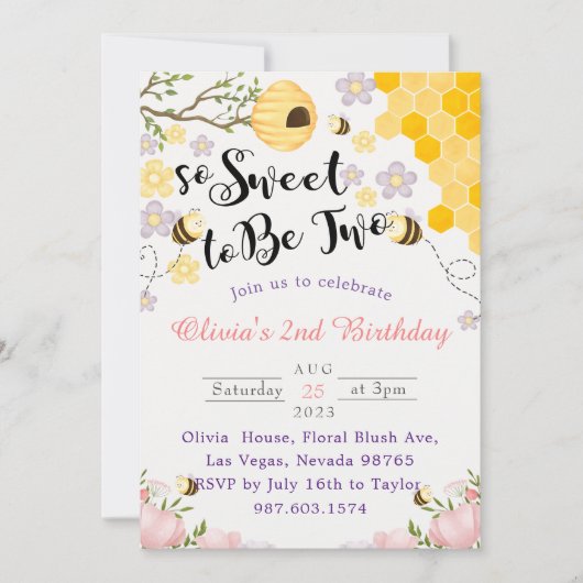 2歳の誕生日を迎えるのはとても甘い 招待状 (正面)