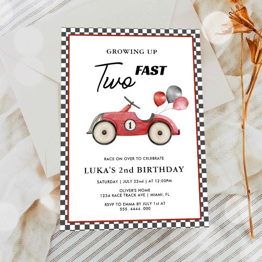2歳の誕生日を迎えるレーシングカーブームの双子兄弟 招待状