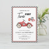 2歳の誕生日を迎えるレーシングカーブームの双子兄弟 招待状 (スタンド正面)