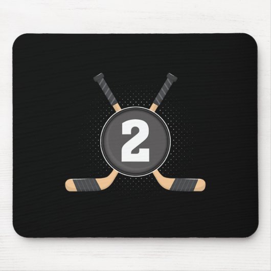 2歳の誕生日アイスホッケー2歳のテーマの誕生日 マウスパッド (正面)