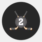 2歳の誕生日アイスホッケー2歳のテーマの誕生日 ラウンドシール (正面)