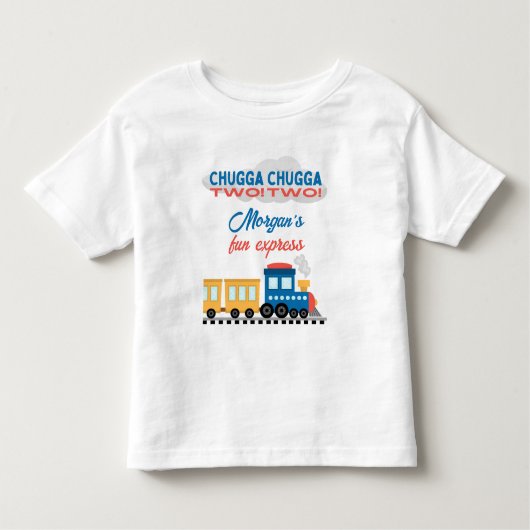 2歳の誕生日カラフルなアニメ電車 トドラーTシャツ (正面)