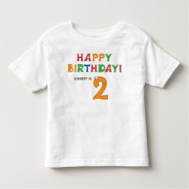 2歳の誕生日カラフルアルファベット名前入り トドラーTシャツ