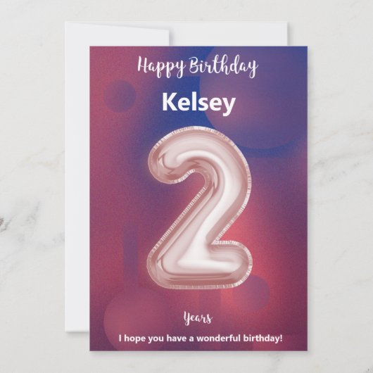 2歳の誕生日カード (裏面)