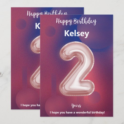2歳の誕生日カード (正面/裏面)