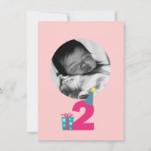 2歳の誕生日ガールの可愛いパーティー招待状 招待状 (裏面)