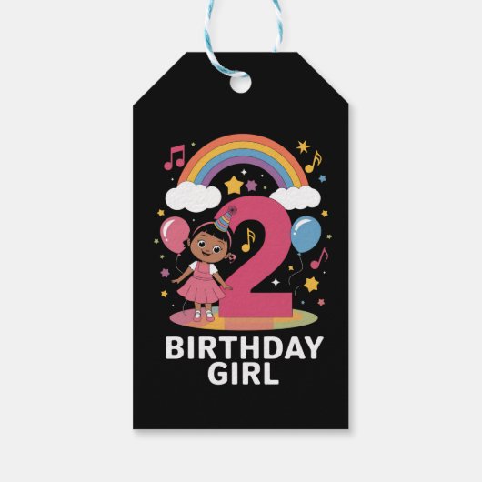 2歳の誕生日ガールカワイイ2歳の誕生日 ギフトタグ (裏面)