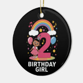 2歳の誕生日ガールカワイイ2歳の誕生日 セラミックオーナメント (左)