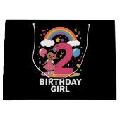 2歳の誕生日ガールカワイイ2歳の誕生日 ラージペーパーバッグ (正面)