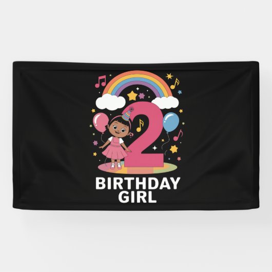 2歳の誕生日ガールカワイイ2歳の誕生日 横断幕 (横)