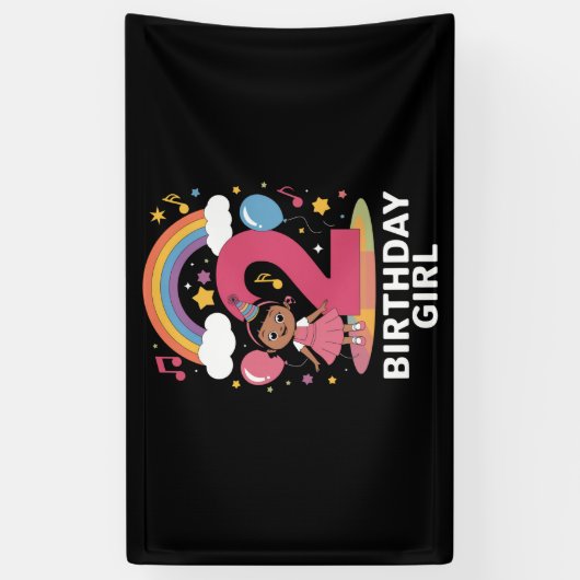 2歳の誕生日ガールカワイイ2歳の誕生日 横断幕 (縦)