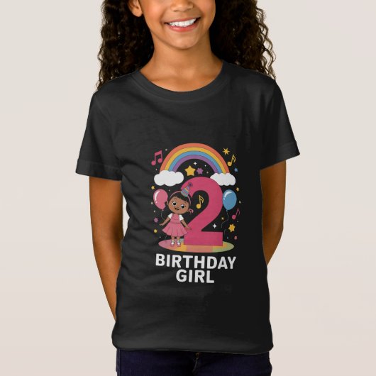 2歳の誕生日ガールカワイイ2歳の誕生日 Tシャツ (正面)